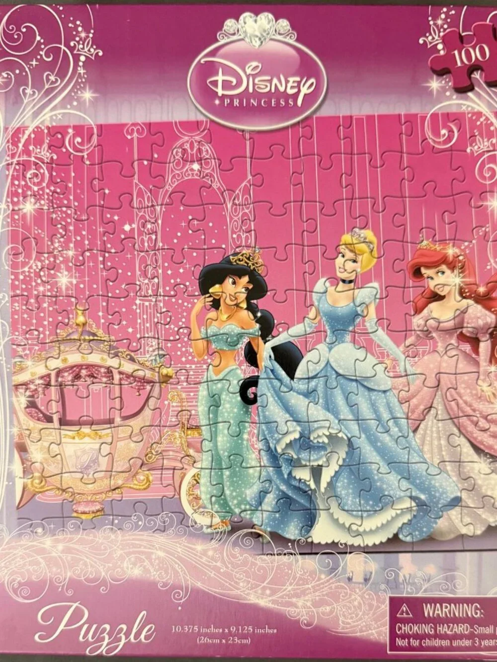 Disney Princess 100-Piece Jigsaw Puzzle – Cinderella, Jasmine & Ariel – NEW